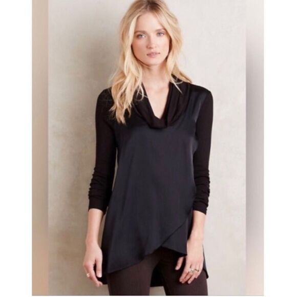 Anthropologie “deletta” cowl satin ribbed top - Picture 1 of 9